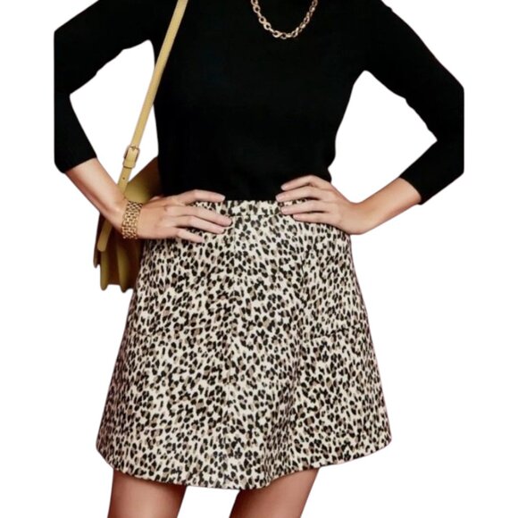 Tuckernuck Murphy Flannel Leopard Print Mini Skater Skirt Classic Women'… - Picture 1 of 10